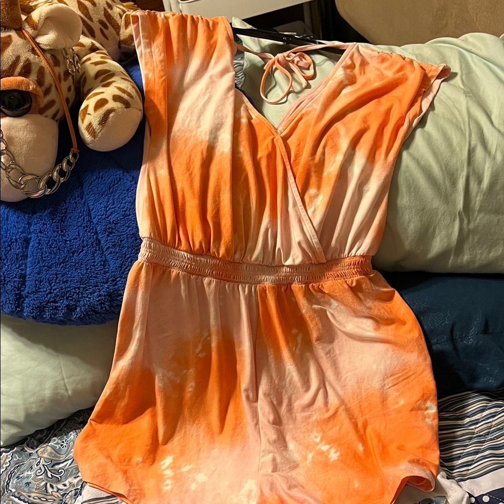Orange Tie-Dye One Piece Romper